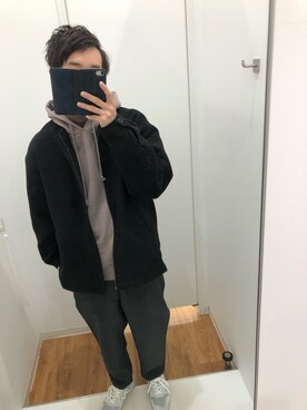 「リドム」｜「アイテム（スラックス）」を使った、yu_さん（メンズ・174cm）の冬コーディネート