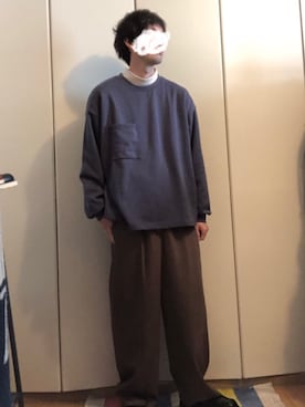 「リドム」｜「アイテム（スラックス）」を使った、yu_さん（メンズ・174cm）の冬コーディネート
