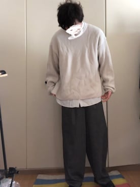 「リドム」｜「アイテム（スラックス）」を使った、yu_さん（メンズ・174cm）の冬コーディネート