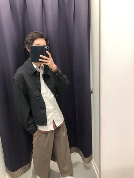「コラボ」｜「アイテム（セットアップ）」を使った、yu_さん（メンズ・174cm）の春コーディネート