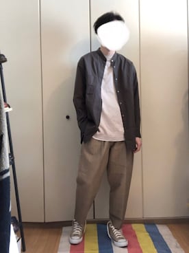 「リドム」｜「アイテム（スラックス）」を使った、yu_さん（メンズ・174cm）の春コーディネート
