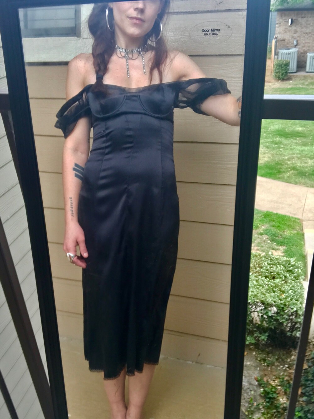 「SlipDress、mesh、DOLCE&GABBANA」｜「D&Gのアイテム（ドレス、ブラック系）」を使った、LinneaLoreeさん（レディース・157cm）の夏コーディネートの1枚目の写真