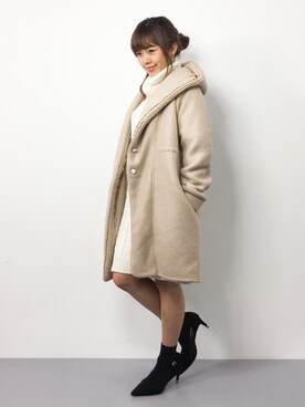 「axes femme（アクシーズファム）のアイテム（チェスターコート）」を使った、ARISAさん（レディース・155cm）の冬コーディネート