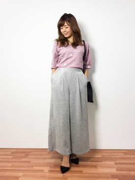 「chambre de charme（シャンブルドゥシャーム）のアイテム（パンツ）」を使った、ARISAさん（レディース・155cm）の冬コーディネート