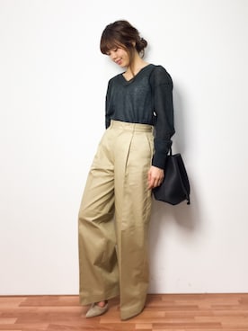 「IENA LA BOUCLE（イエナラブークル）のアイテム（ニット/セーター）」を使った、ARISAさん（レディース・155cm）の冬コーディネート