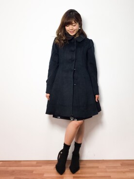 「LODISPOTTO（ロディスポット）のアイテム（ステンカラーコート）」を使った、ARISAさん（レディース・155cm）の冬コーディネート