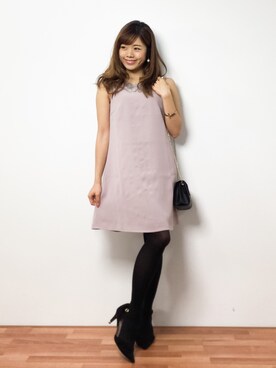 「TITTY&CO.（ティティーアンドコー）のアイテム（ワンピース/ドレス）」を使った、ARISAさん（レディース・155cm）の冬コーディネート