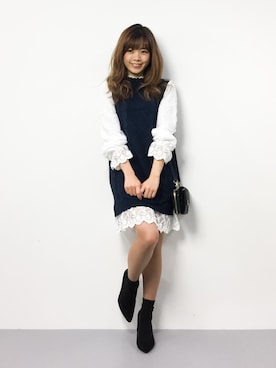 「axes femme（アクシーズファム）のアイテム（チュニック）」を使った、ARISAさん（レディース・155cm）の冬コーディネート