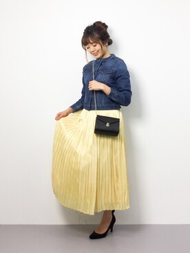 「MERCURYDUO（マーキュリーデュオ）のアイテム（デニムジャケット）」を使った、ARISAさん（レディース・155cm）の冬コーディネート