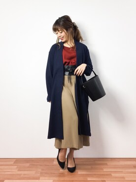 「TIENS ecoute（ティアンエクート）のアイテム（ジャケット/アウター）」を使った、ARISAさん（レディース・155cm）の冬コーディネート