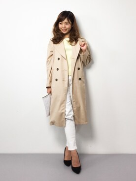 「白デニム」｜「アイテム（その他アウター）」を使った、ARISAさん（レディース・155cm）の春コーディネート