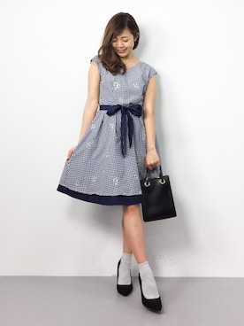 「KBF+（ケービーエフプラス）のKBF+ シカクリングミニBAG（ショルダーバッグ）」を使った、ARISAさん（レディース・155cm）の春コーディネート