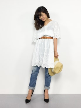 「ピクニック」｜「アイテム（チュニック）」を使った、ARISAさん（レディース・155cm）の夏コーディネート