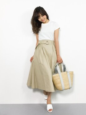 「cache cache（カシュ カシュ）のアイテム（かごバッグ）」を使った、ARISAさん（レディース・155cm）の夏コーディネート