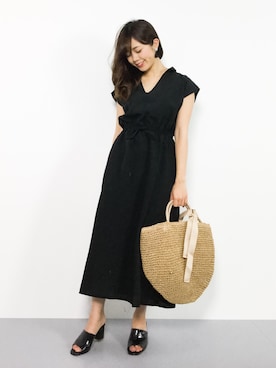 「cache cache（カシュ カシュ）のアイテム（かごバッグ）」を使った、ARISAさん（レディース・155cm）の夏コーディネート