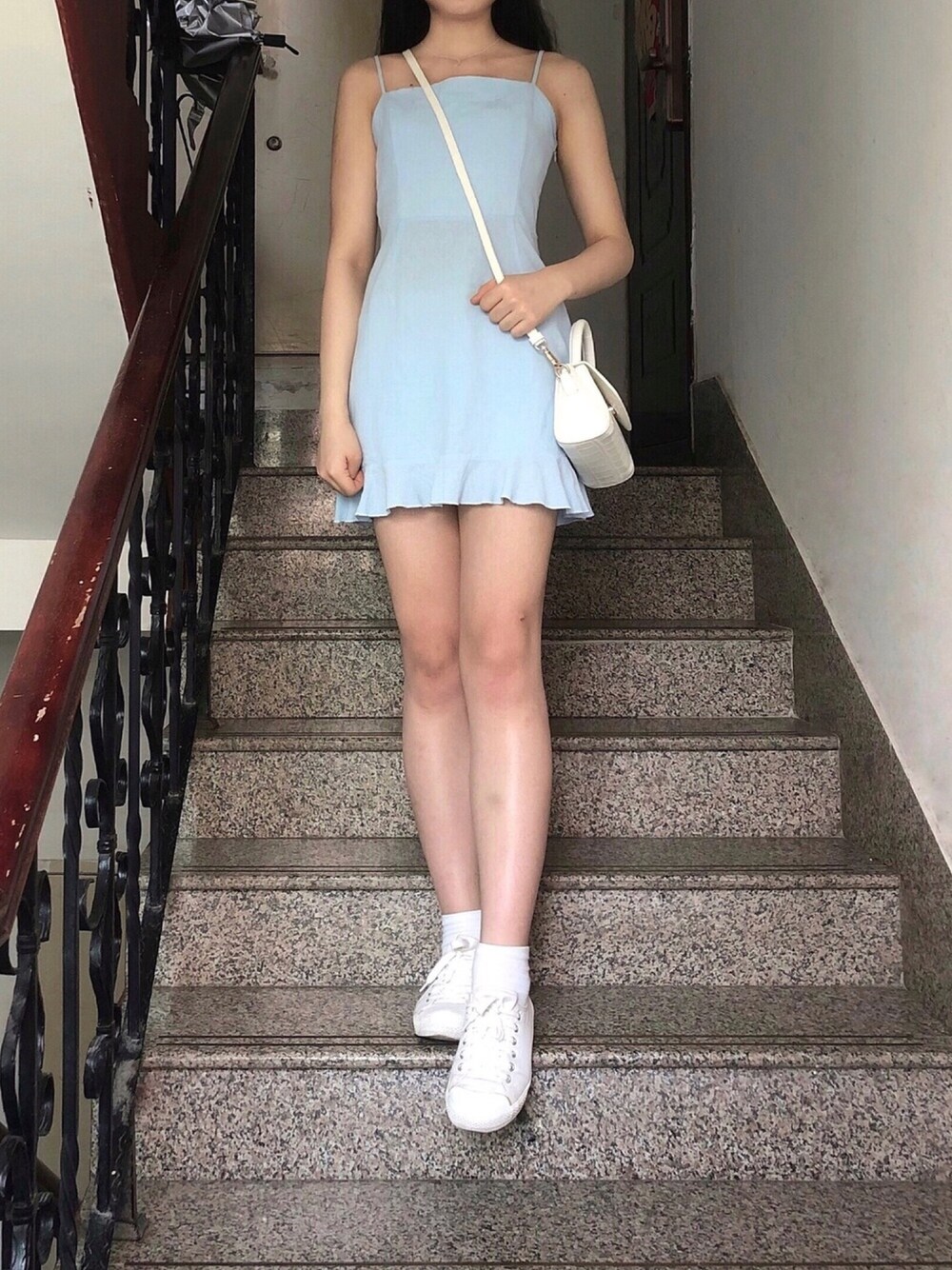 「ootd、pacsun、MUJI、夏、Hug's wear」｜「LA Heartsのアイテム（ワンピース、ブルー系）」を使った、17hugさん（レディース・168cm）の夏コーディネートの1枚目の写真