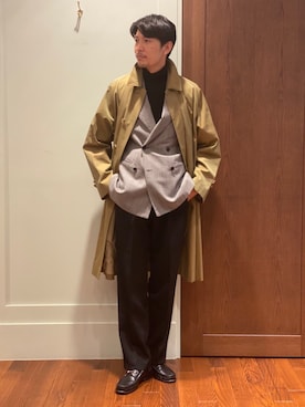 「アーバンリサーチ」｜「アイテム（ステンカラーコート）」を使った、Jさん（メンズ・184cm）の冬コーディネート