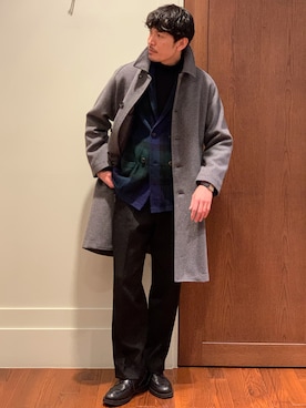 「アーバンリサーチ」｜「アイテム（ステンカラーコート）」を使った、Jさん（メンズ・184cm）の冬コーディネート