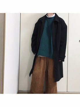 「ZIP FIVE（ジップファイブ）のアイテム（ステンカラーコート）」を使った、もの。さん（メンズ・166cm）の春コーディネート