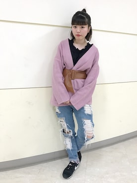 「WEGO（ウィゴー）のアイテム（カーディガン/ボレロ）」を使った、natsumi  パーソナルカラーさん（レディース・155cm）の春コーディネート