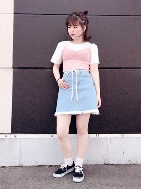 natsumi  パーソナルカラーさんの「WEGO/5ポケットフリンジAラインスカート」を使ったコーディネート
