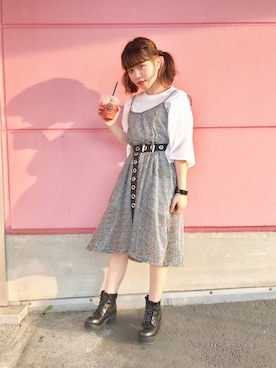 「グリッター」｜「アイテム（ワンピース）」を使った、natsumi  パーソナルカラーさん（レディース・155cm）の夏コーディネート