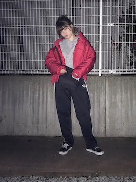 「ハーフアップ」｜「アイテム（ダウンジャケット/コート）」を使った、natsumi  パーソナルカラーさん（レディース・155cm）の冬コーディネート