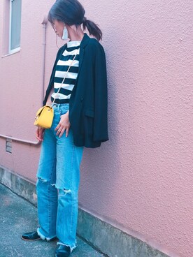 「RCWB（アールシーダブリュービー）のアイテム（パンツ）」を使った、nomyさん（レディース・165cm）の春コーディネート