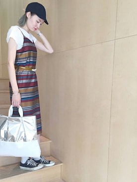 「アイテム（トートバッグ、シルバー系）」を使った、note et silence.さん（レディース・168cm）の春コーディネート