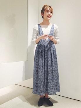 「ブルー x ホワイト」｜「アイテム（ワンピース/ドレス）」を使った、note et silence.さん（レディース・160cm）の春コーディネート