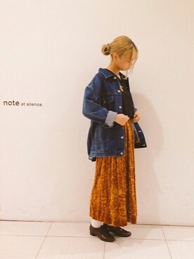 「ベロアスカート」｜「アイテム（ブルゾン）」を使った、note et silence.さん（レディース・160cm）の秋コーディネート