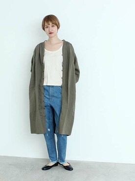 「アーミー」｜「アイテム（シャツワンピース）」を使った、note et silence.さん（レディース・168cm）の冬コーディネート