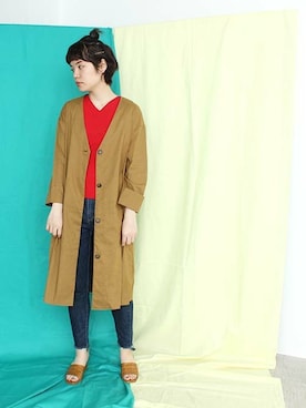 「note et silence （ノートエシロンス）のアイテム（ノーカラージャケット）」を使った、note et silence.さん（レディース・160cm）の春コーディネート