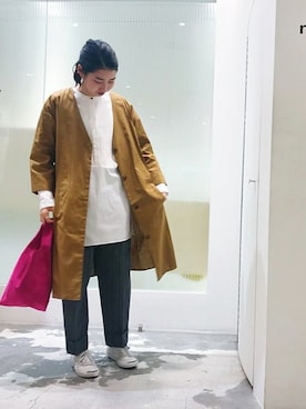 「note et silence （ノートエシロンス）のアイテム（ノーカラージャケット）」を使った、note et silence.さん（レディース・160cm）の春コーディネート