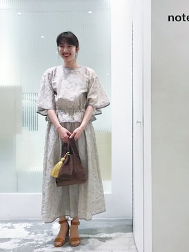 「cardo fabrica（カルドファブリカ）の綿シルクローン刺繍 ギャザースカート（スカート）」を使った、note et silence.さん（レディース・160cm）の春コーディネート