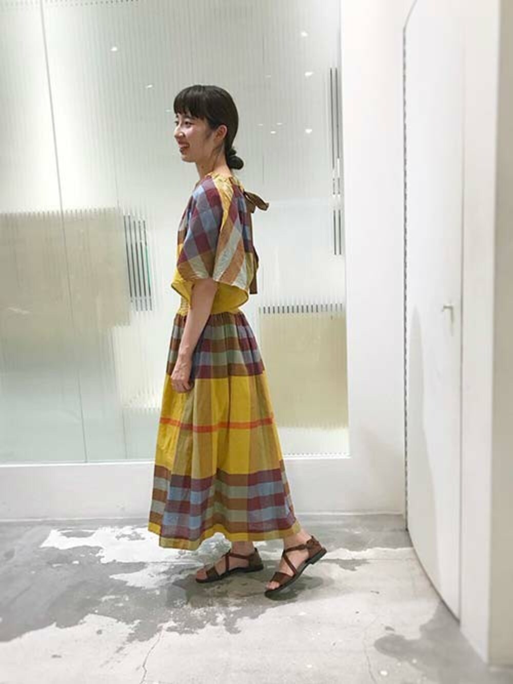cardo fabrica ビッグチェック巻きスカート