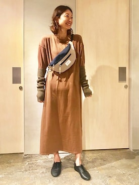 「アースカラー」｜「アイテム（ワンピース/ドレス）」を使った、note et silence.さん（レディース・160cm）の秋コーディネート