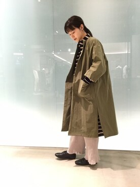 「note et silence （ノートエシロンス）のアイテム（ステンカラーコート）」を使った、note et silence.さん（レディース・160cm）の冬コーディネート