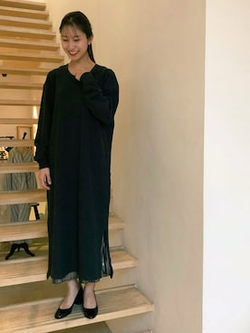 「So 1:1（ソウワンバイワン）のシフォンラメプリーツ ミモレ丈スカート（スカート）」を使った、note et silence.さん（レディース・160cm）の冬コーディネート