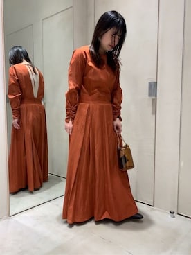 「アイテム（ワンピース/ドレス、レッド系）」を使った、note et silence.さん（レディース・155cm）の冬コーディネート