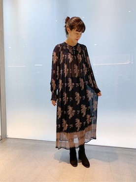 「ボタニカル柄」｜note et silence.さん（レディース・162cm）の秋コーディネート