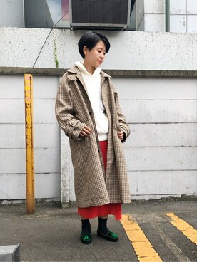 「note et silence （ノートエシロンス）のアイテム（ステンカラーコート）」を使った、note et silence.さん（レディース・160cm）の秋コーディネート