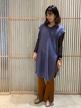 「アイテム（ベスト、パープル系）」を使った、note et silence.さん（レディース・162cm）の秋コーディネート