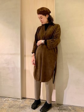 「アースカラー」｜「アイテム（ワンピース/ドレス）」を使った、note et silence.さん（レディース・167cm）の冬コーディネート