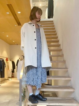 DICROS AIRO ステンカラーショートコートノートエシロンス