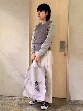 「アイテム（ベスト、パープル系）」を使った、note et silence.さん（レディース・160cm）の春コーディネート