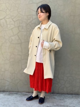 「note et silence （ノートエシロンス）のアイテム（ステンカラーコート）」を使った、note et silence.さん（レディース・148cm）の春コーディネート