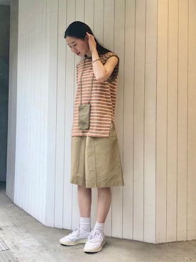 「note et silence （ノートエシロンス）のアイテム（チノパンツ）」を使った、note et silence.さん（レディース・160cm）の夏コーディネート