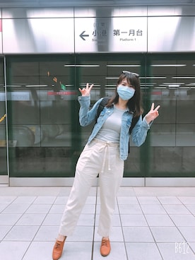 「アイテム（ローファー、オレンジ系）」を使った、ツイ 🇹🇼さん（レディース・159cm）の春コーディネート