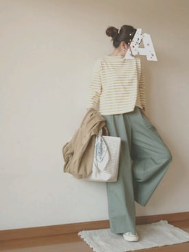 「無地党」｜「アイテム（福袋/福箱）」を使った、a.y.aさん（レディース・162cm）の春コーディネート